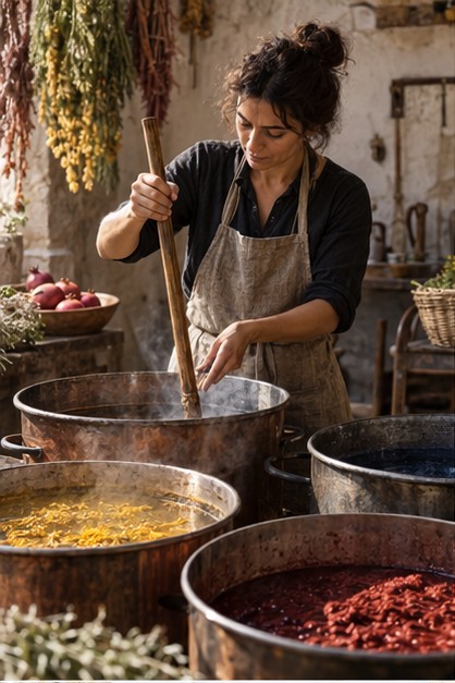 Preparazione dei bagni di colore